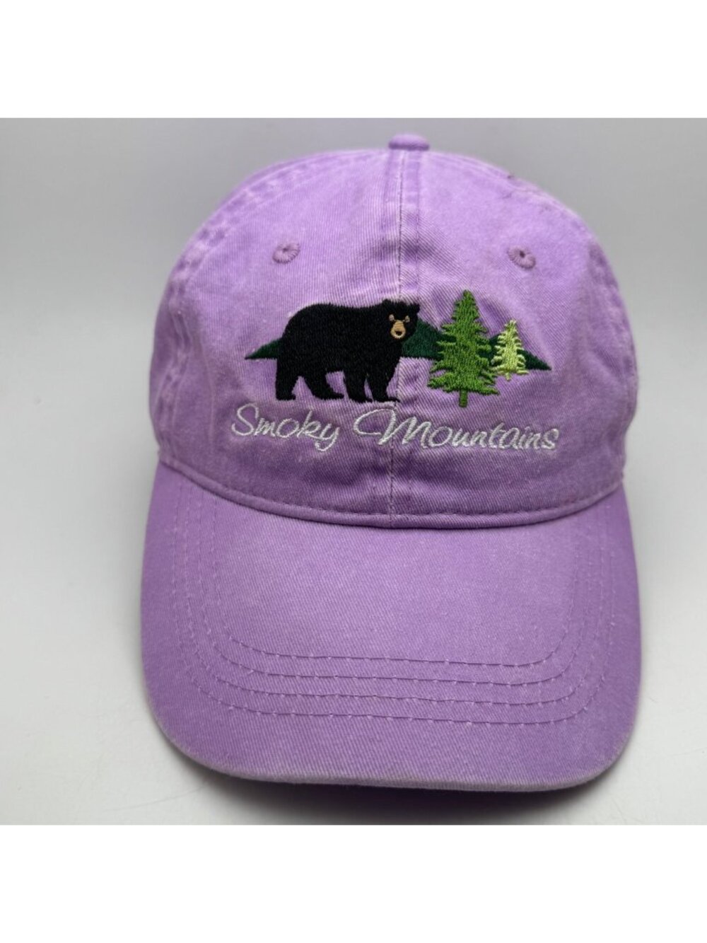 Smoky Mountains Jacobson Hat Women's Lavender Bear Embroidered Adjustable Cap